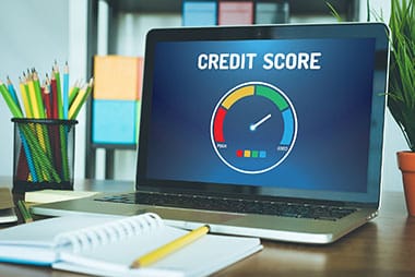 credit score on laptop screen